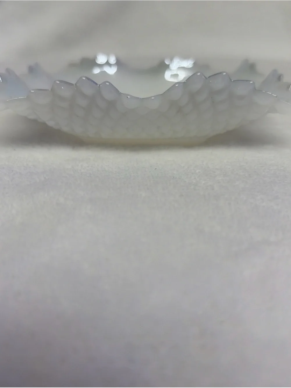 vintage white milk glass small square or ruffled candy/bon-bon dish